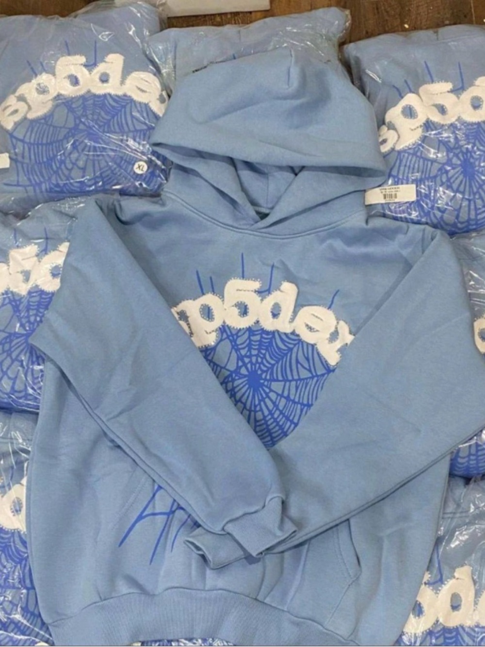 🩵 Blue Spider Web Graphic Hoodie 🕸️